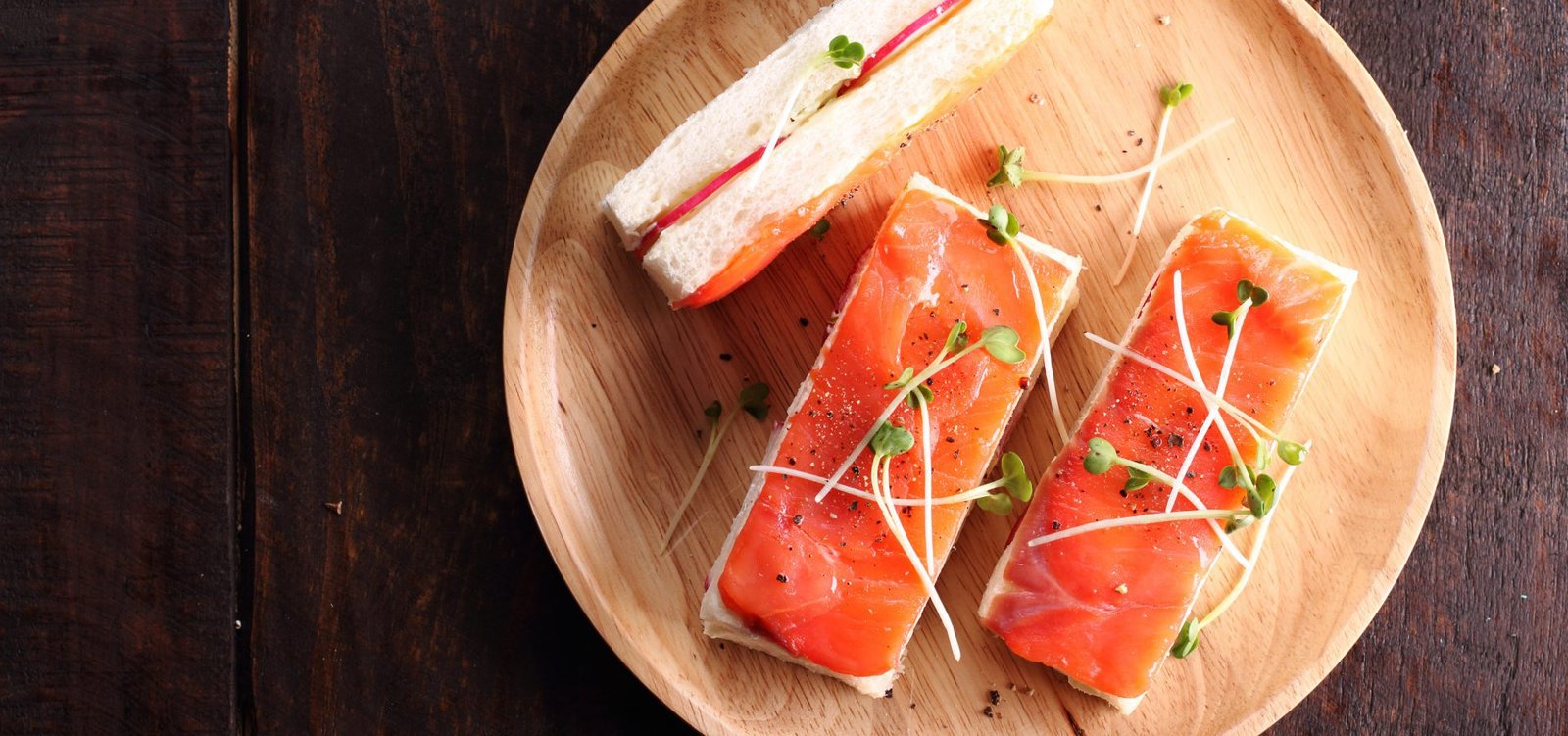 Broccoli microgreens on salmon toast